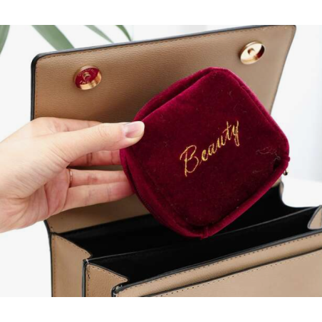 Mini Estuche porta labiales vinotinto terciopelo