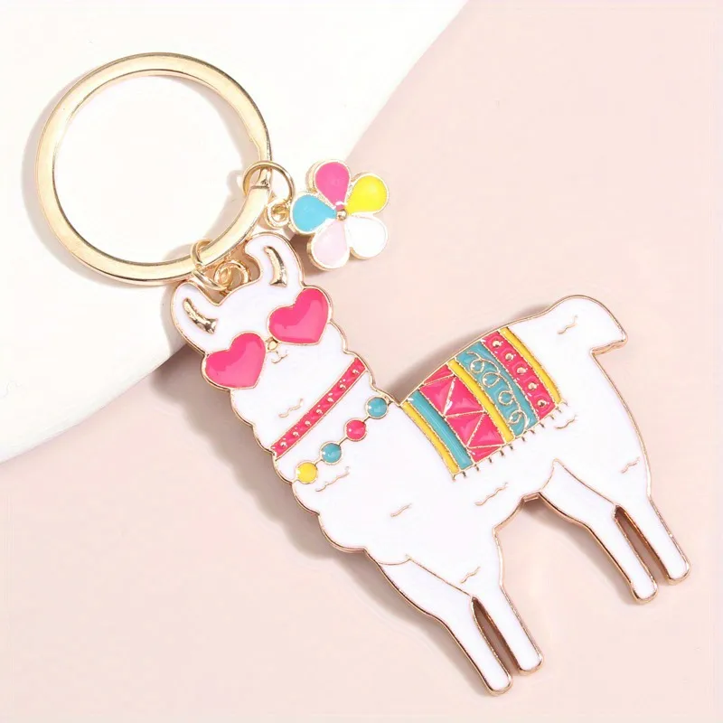 Llavero de llama rosa