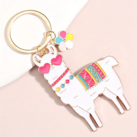 Llavero de llama rosa